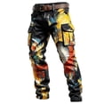 thumbnail image 4 of CONZONE Mens Baggy Cargo Pants Casual Graphic Elastic Waist Cargo Pants for Men Lightweight Relaxed Fit Streetwear Workout Trousers With Pockets, 4 of 5