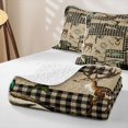 thumbnail image 4 of Manfei Farmhouse Deer Duck Twin Quilt Set, Vintage Buffalo Twin Coverlet Set, Brown, 2 Pieces, 1 Bedspread and 1 Pillowcase, 4 of 7