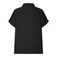 thumbnail image 4 of Raeneomay Button Down Shirts for Women Solid V-Ncek Short Sleeved Solid Color Short Sleeved Solid Color Double Pocket Pullover Shirt Loose Cotton Linen Shirt Short Sleeved V-Ncek Top/Shirt, 4 of 5