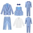 thumbnail image 2 of vastwit Toddler Baby Boys 5PCS Wedding Party Sets Blazer Vest Shirt Pant Bowtie Formal Tuxedo Suits Blue 5, 2 of 7