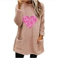 thumbnail image 2 of Usmixi Under $5 Fleece Sweatshirt for Women Winter Womens Thickened Plush Pullover Sweater Long Sleeve Crewneck Cozy Sherpa Sweatshirt Fashion Heart Print Graphics Pocket Coat Tops, 2 of 4