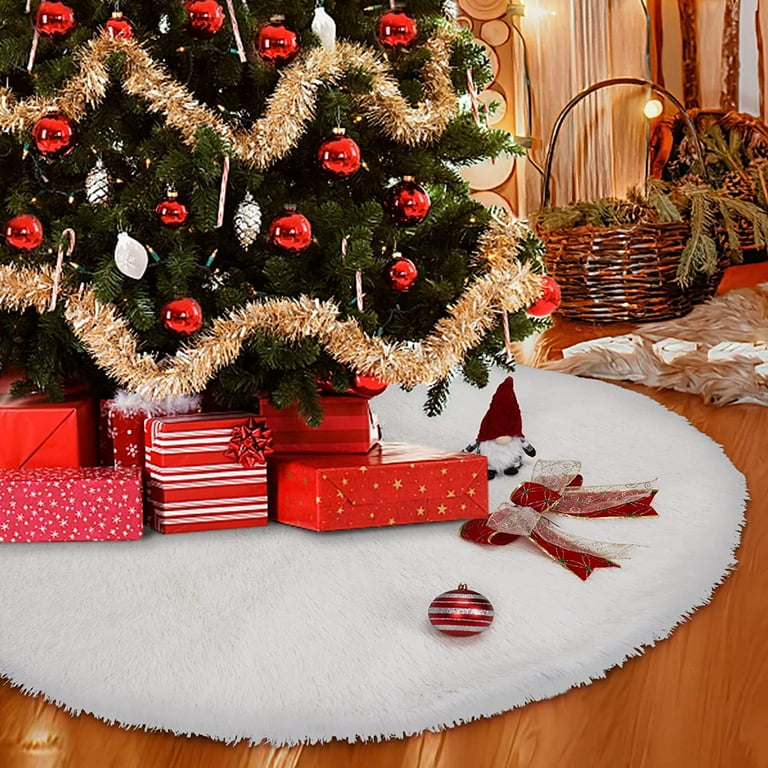 Faux fur sale christmas tree skirt