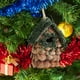 thumbnail image 4 of Adorno navideño de madera con forma de casa, flores de musgo y paja | Decoración rústica natural para árbol | Decoración navideña artesanal de 8-9 cm, 4 of 6