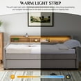 thumbnail image 6 of Wiilayok 81" Twin Size Daybed with Pop Up Trundle Bed,Linen Fabric Upholstered Twin to King Day Bed Frame with Double Storage Shelves,Tri-Color Light Strip & USB Ports for Living Room,Bedroom,Grey, 6 of 10