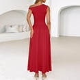 thumbnail image 3 of Linen Dresses For Women 2025, Cotton Casual Wrap One Shoulder Sexy Tunic Maxi Dress With Pockets Cut Out Dresses Winter Wedding Guest Vintage Dress 2025 Prom Cocktail Dresses (XL, Red) ZMTing, 3 of 5