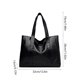 thumbnail image 3 of Bolso de mano de piel de poliuretano, gran capacidad, ligero, diseño a rayas, fácil de llevar, para uso diario, viajes, compras y oficina | Negro y marrón, 3 of 6