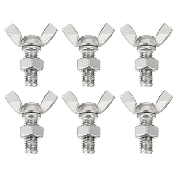 6pack M8-1.25x20mm Wing Butterfly Screws Bolts with 6pack Nuts, 304 Stainless Steel