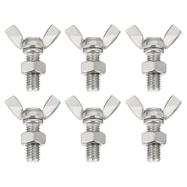 Paquete de 6 tornillos mariposa M8-1.25x20mm con 6 tuercas, acero inoxidable 304