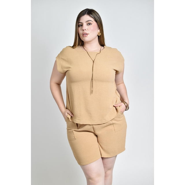 Set con textura y botones Roman Fashion /Tallas Extras, 4353 (Cafe) cafe 36