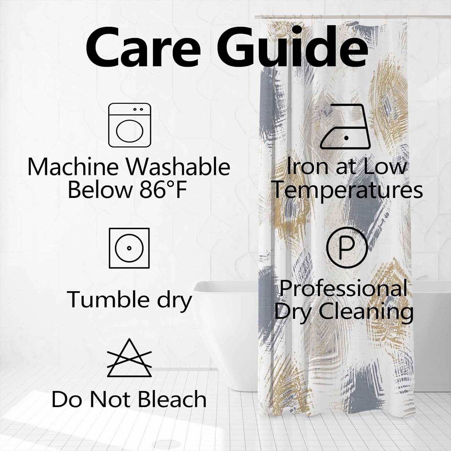 Yellow Shower Curtain for Bathroom Abstract Yellow Gray Watercolor Shower Curtain Set with Hooks Contemporary Oil Panting Fabric Waterproof Shower Curtains 84x84inches