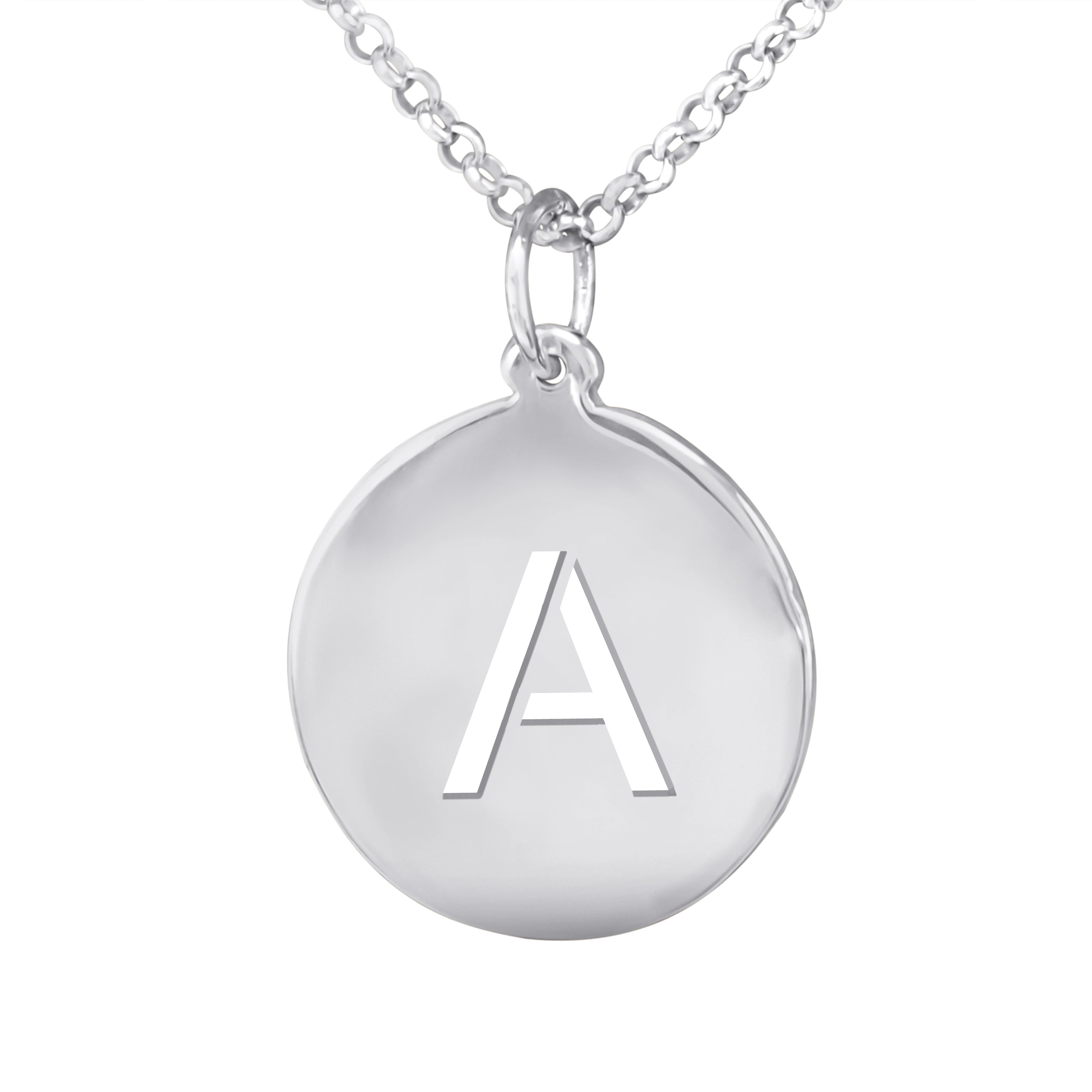 Personalized Cut Out Initial Pendant Disc in Sterling Silver or 14K Gold-Plated Sterling Silver