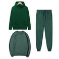 thumbnail image 2 of CFLVAEK 3 Piece Sweatsuits for Women and Men Plus Size Sweatshirts and Hoodies Drawstring Waist Sweatpants Fall Winter Tracksuits Set Green L, 2 of 6
