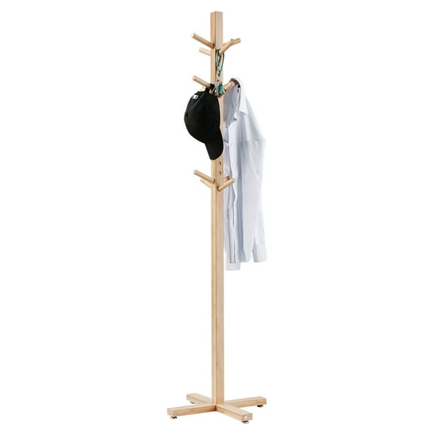 Bamboo Entryway Coat Rack Display Indoor Tree Stand Hanger with 3 Tiers