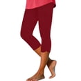 thumbnail image 2 of Wovilon Women's High Waist Capri Leggings with Curved Hem, Solid Color Stretch Cropped Pants, Slim Fit Workout Bottoms for Summer and Daily Wear, 2 of 6