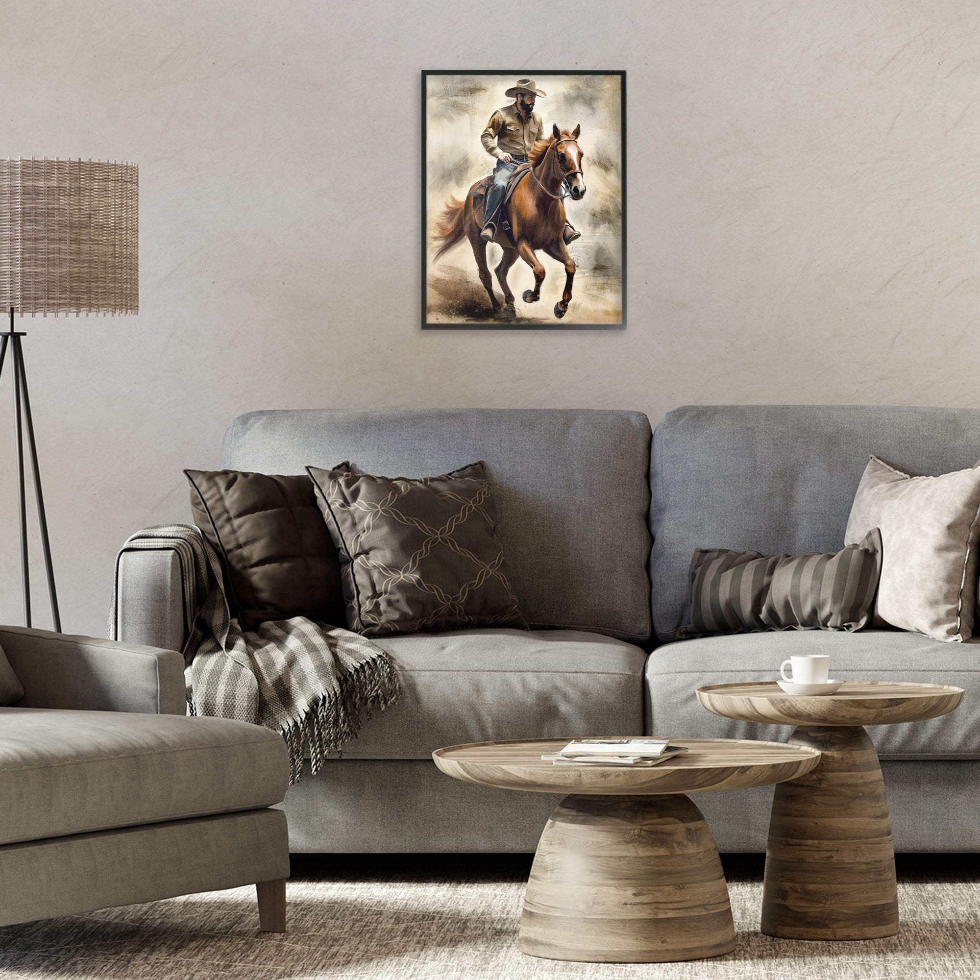 Stupell Industries Gallop Horse & Cowboy Black Framed Giclee Art, design by Kim Allen
