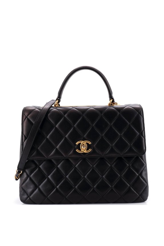 Pre-Owned Trendy CC Top Handle Bag Quilted Lambskin Large By Rebag
