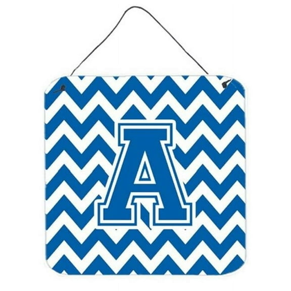 Letter A Chevron Blue & White Wall or Door Hanging Prints, 6 x 0.02 x 6 in.