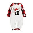 thumbnail image 2 of FAOWME Matching Family Christmas Pajamas Romper Long Sleeve Round Neck Printed Button Down Festival Party Holiday Warm Sleepwear Jumpsuits For Infant Baby-Red 9-12 Months, 2 of 8