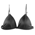 thumbnail image 4 of khonts Satin Front Hook Closure Bras for Women Triangle Thin Pad Soft Bra Wireless Spaghetti Strap Bralette Black S, 4 of 4