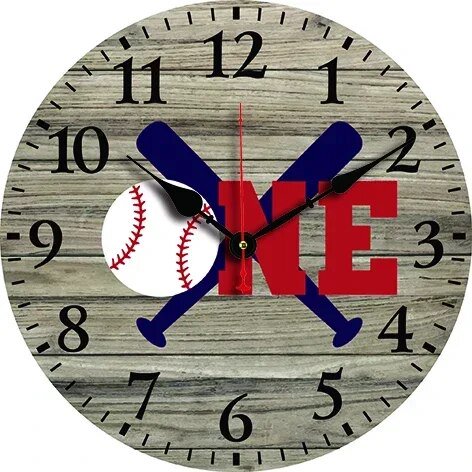 Baseball Custom Large Clock Living Room Home Decor Round Wall Clock Quartz Table Clock Children Bedroom Decoration Wall Watch（10 Inch）