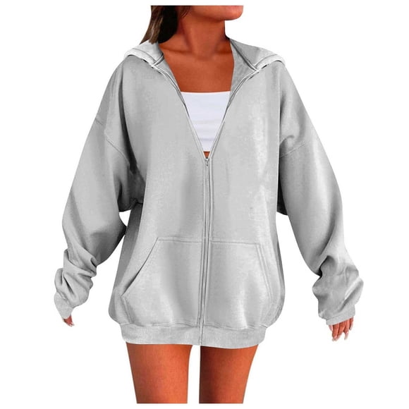 Uqiangy Zip Up Hoodie Women Pullover Sweaters for Women Tunic Sweatshirts for Women Oversized Hoodies for Women Fleece Pullover Women Crewneck Sweatshirt Long Hoodies for Women White XL