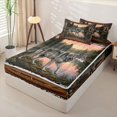 thumbnail image 2 of Manfei Sunset Lake Zipper Full Size Comforter Sets with Fitted Sheet and 2 Pillowcases,Rustic Wolf Zipper Bedding Set,Brown,Black Reversible,4pcs, 2 of 8