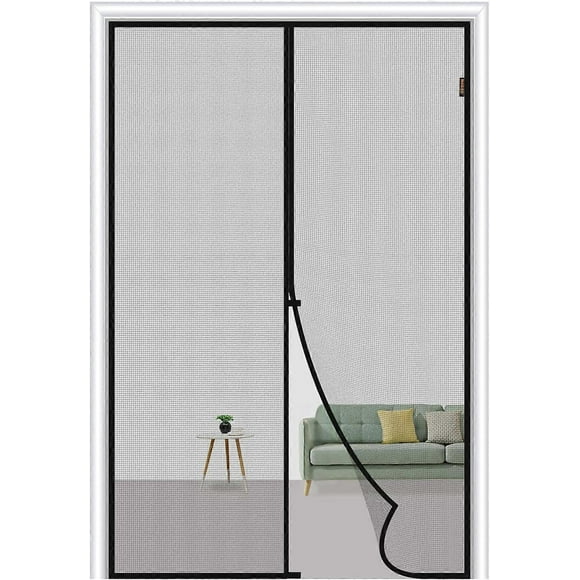 Magnetic Fly Screen Door 100 x 210 cm, Fly Nets for Doors Fiberglass Mosquito Screen Mesh Scratch-Proof, Grey
