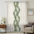 thumbnail image 2 of Sage Green Leaves Semi Sheer Curtains Drapes for Living Room, Bedroom, French Doors Window 72 Inches Long, Summer Botanical Retro Art Wooden Rod Pocket Chiffon Curtain Drapery Voile Draperies Panel, 2 of 8