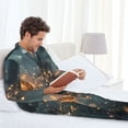 thumbnail image 6 of Susaid Magical Butterfly In Forest Print Men's Long Sleeve Pajama Set, Two-Piece Button-Down Loungewear PJs Set, Comfortable Sleepwear for Relaxation-Large, 6 of 7