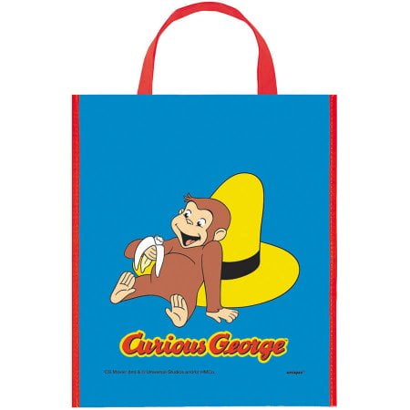 (4 Pack) Large Plastic Curious George Favor Bag, 13" x 11"