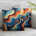 thumbnail image 3 of COMIO  Blue Orange Yellow Red Abstract Swirls Throw Pillow Covers Decor,Vingtage Retro 60s 70s Pillows Party Sofa Living Wall Room Bathroom kitchen Decor Cozy Square Cushion Decorations., 3 of 5