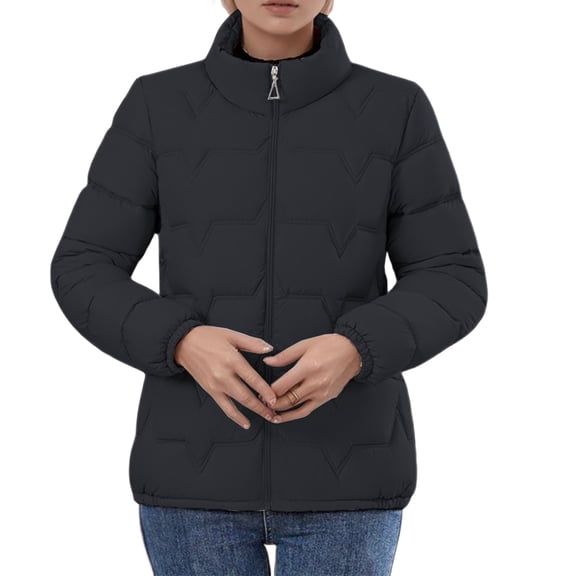 Parkas Winter Coats for WomenShort Puffy Jacket Winter Coats Lightweight Warm Outerwear Loose Fit Stand Collar Quilted Coat For Cold Weather