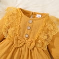 thumbnail image 6 of OLLUISNEO Infant Baby Girls Dress 6 Months Winter Dress 9 Months Solid Color Long Sleeve Dress Headband 2PCS Set Yellow, 6 of 8