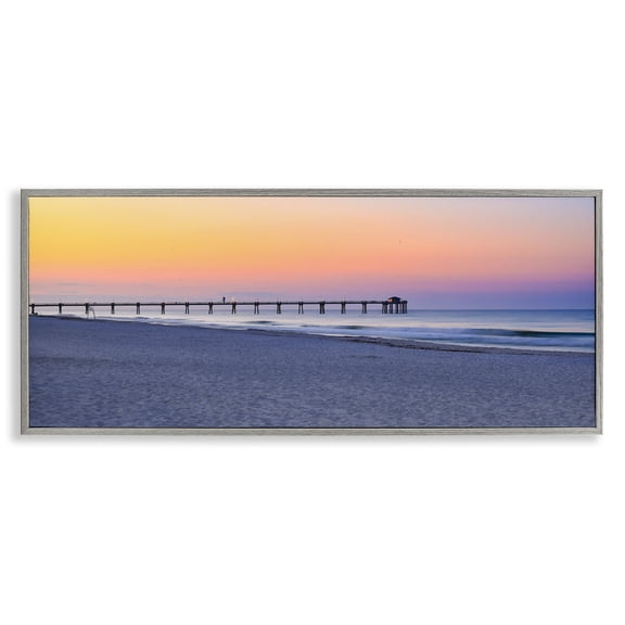 Stupell Industries Tropical Sunrise Beach Shore Gray Framed Giclee Art, 24 x 10, by Daniel Sproul