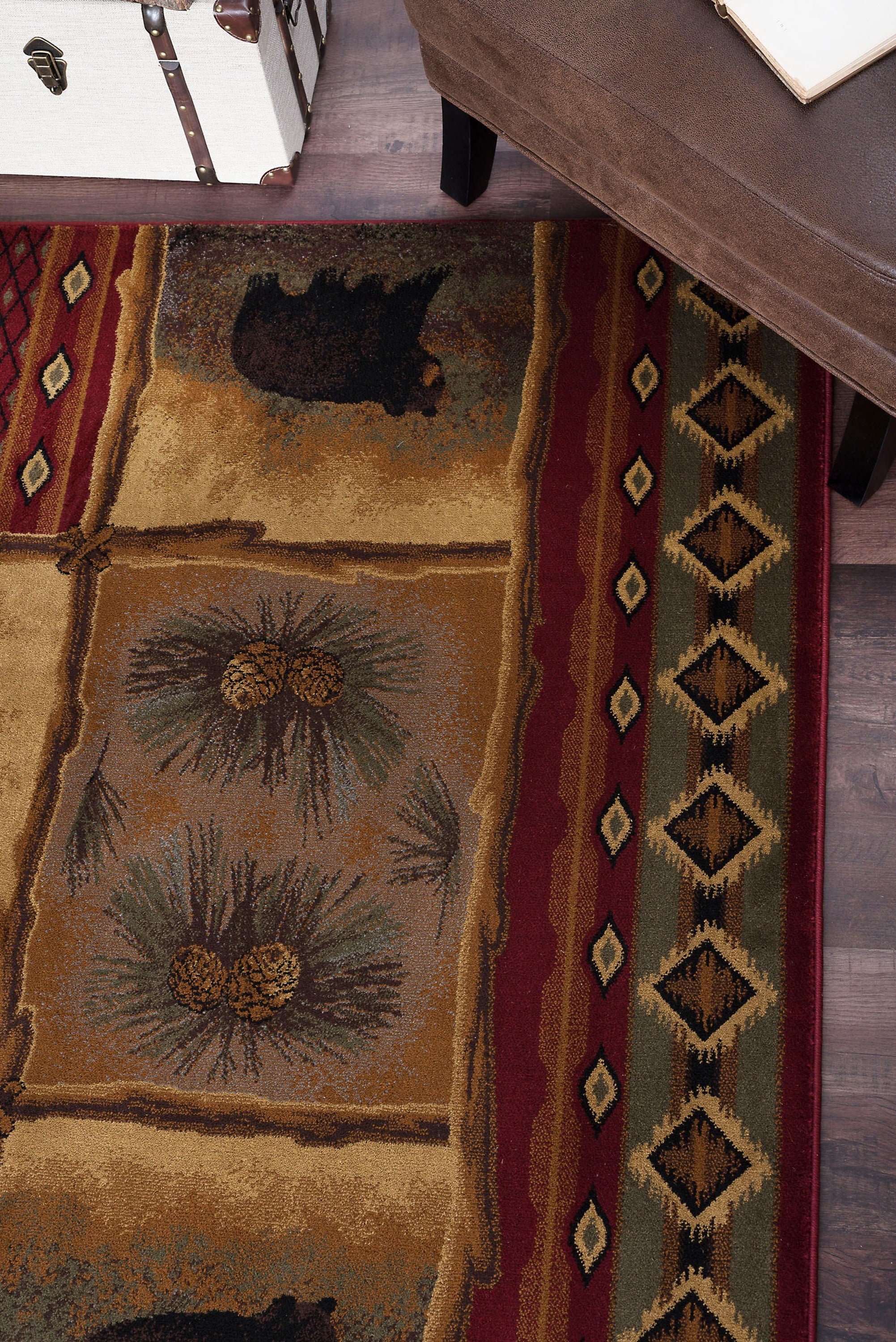 Nature Novelty 9' x 12' Red and Beige Polypropylene Indoor Area Rug