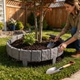 thumbnail image 5 of No-Dig Garden Edging Border 10 Pack, 9.84x9.03in Stone-Look Landscape Barrier for Lawn Beds,Grey, 5 of 5
