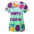 thumbnail image 1 of Hauts d'Été Grande Taille pour Femmes en Solde Mode Manches Courtes Col en V Blouse d'Uniforme de Travail Imprimée avec Poche T-Shirt Col en V pour Femmes en Solde, 1 of 2