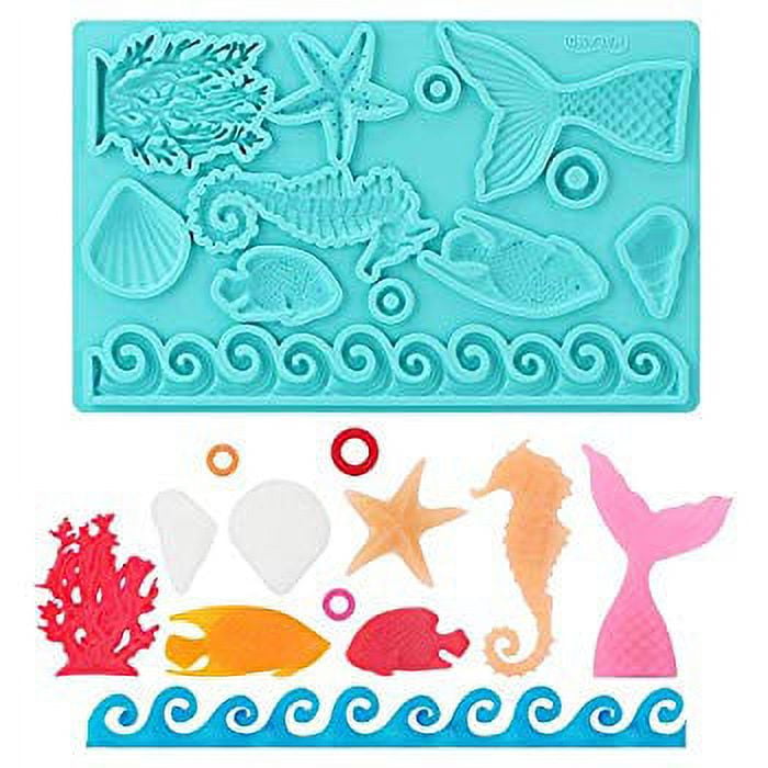 Seashell and Starfish Soft Mold (6 Cavity) | Ocean Sea Marine Life Mold |  Clear Silicone Mold for UV Resin | Epoxy Resin Mold