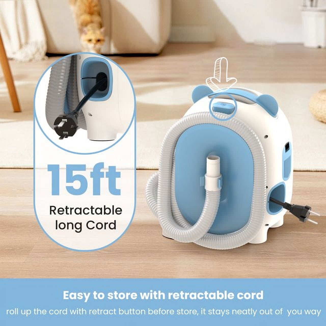 Moosoo Dog Grooming Kit, Dog Hair Vacuum Suction 99% Pet Hair, 5 Pet Grooming Tools, Quiet Pet Vacuum Groomer, Brush for Shedding Dogs Cats