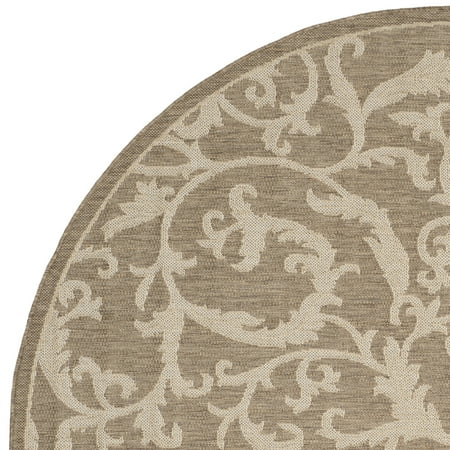 SAFAVIEH Courtyard Kevin Floral Indoor/Outdoor Area Rug, 6'7" x 6'7" Round, Brown/Natural