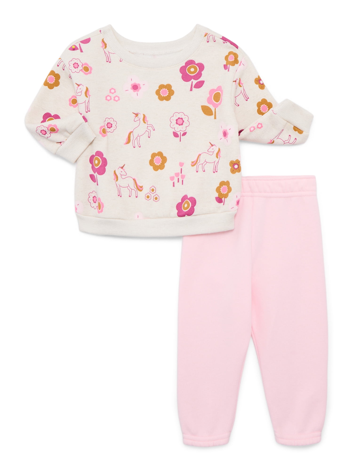 Garanimals Baby Girl 4-Piece Fleece Outfit Set, Sizes 6-24 Months