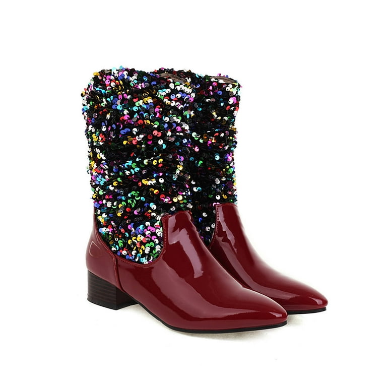 Sequin flat boots cheap