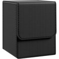 thumbnail image 1 of Caja para baraja de cartas, funda para cartas de una sola manga, caja de almacenamiento para tarjetas Commander de piel sintética con cierre magnético, color negro, 1 of 5