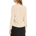 thumbnail image 3 of INSPIRE CHIC Women's Office Tie V Neck Long Sleeve Elegant Blouse Shirt L Apricot, 3 of 7
