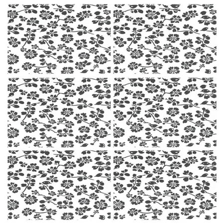 

Black Flowers 6-Piece 12x18in Durable Place Mats Heat-Proof and Non-Slip