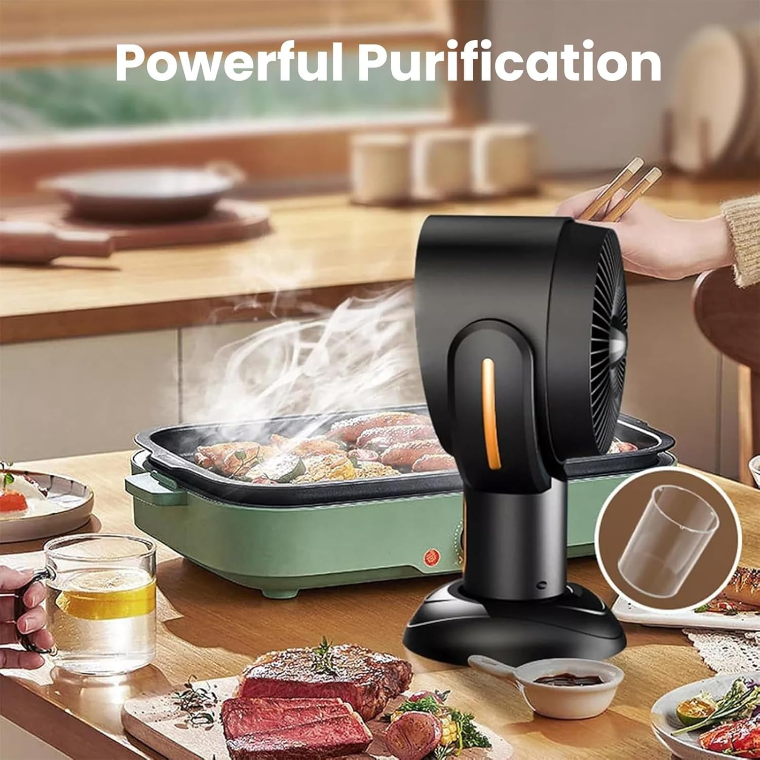 Portable Smoke Fan, Purple Smoke Purifier, Quiet Smoke Purifier Fan for Home and Kitchen