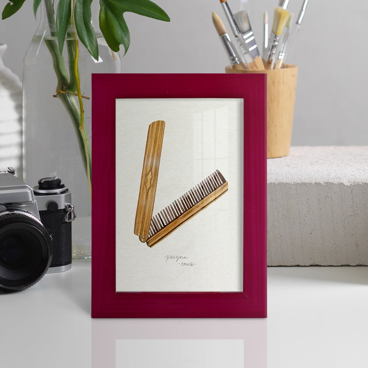 Gilded Toiletries IV - Framed Print w/glass - Cherry Red