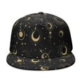 thumbnail image 2 of Dark Celestial Moon Star Flat Bill Hat - Unisex Adjustable Snapback for Streetwear & Hip Hop Fashion, 2 of 5