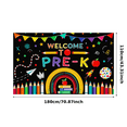 thumbnail image 3 of Colorful Welcome to Pre K Banner with Pencils Rainbows Stars and Books Backdrop Party Decorations for Preschool Openings Classroom Decorations School Events Photography Props, 3 of 8