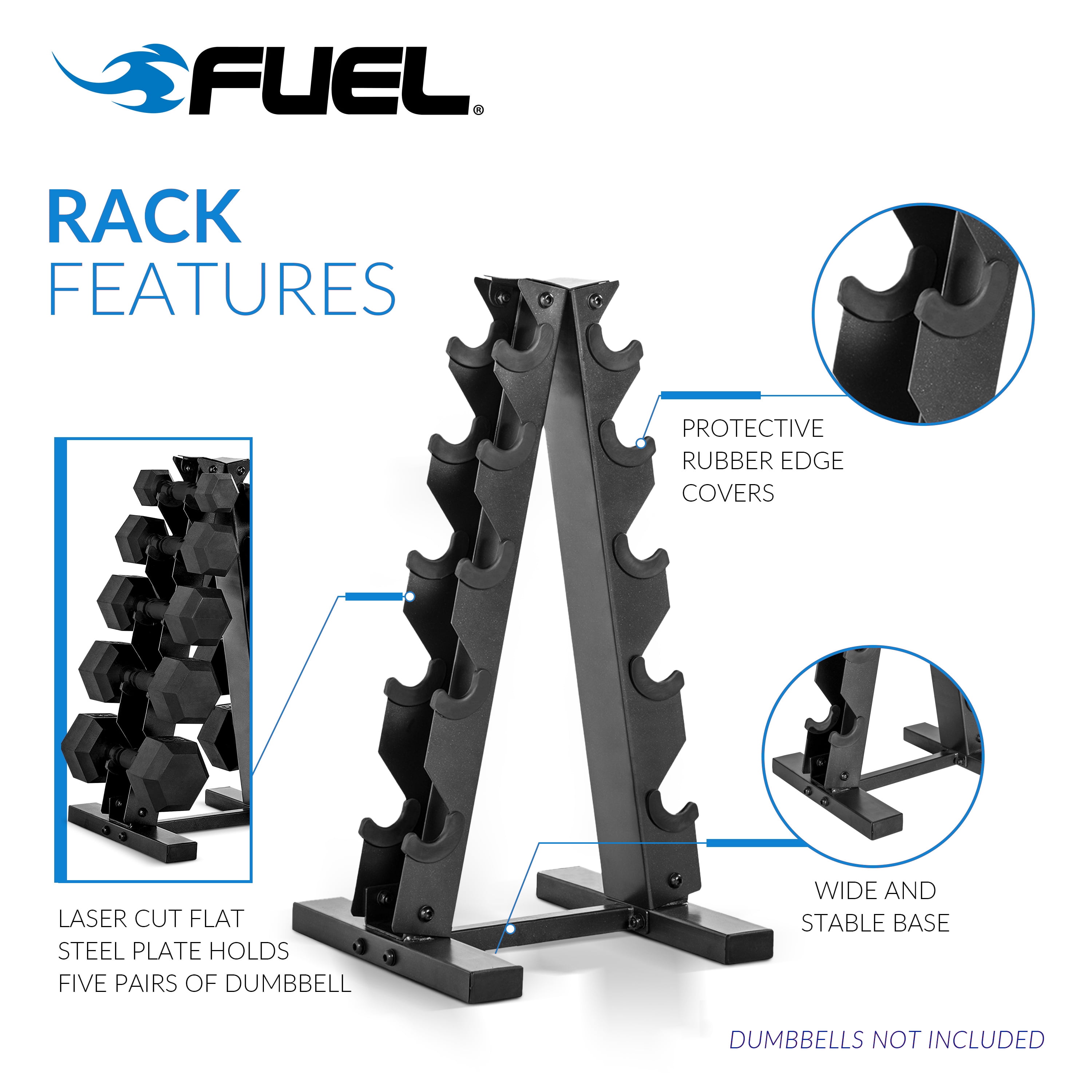 Fuel Pureformance by CAP A-Frame Dumbbell Rack, Black (Store 5 Pairs)